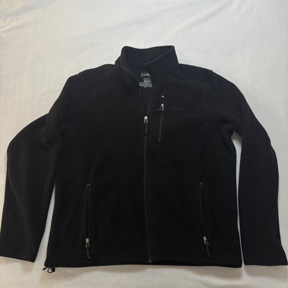 LL Bean Mens Mountain Classic Fleece Jacket Black Full Zip XL 284630